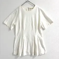 イネド　半袖　Tシャツ　ホワイト　M 綿100% フレア　ギャザー