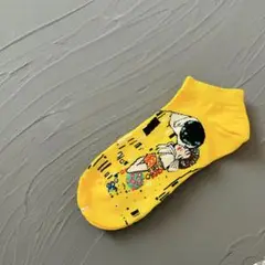 靴下　くるぶしソックス　クリムト柄　絵画　おしゃれ靴下