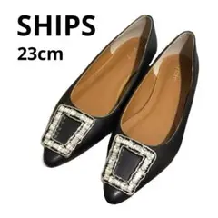 SHIPS シップス フラットシューズ フラットパンプス 黒パンプス