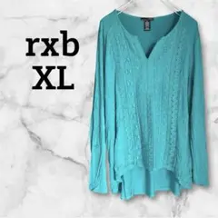 rxb 【XL】刺繍入りVネック長袖チュニック バージニアグリーン