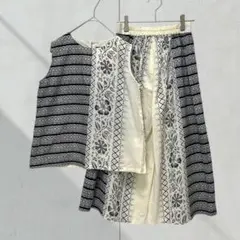 3052【デイズ】セットアップ　ノースリーブ　薄手　ガウチョ　イージーパンツ　Ｓ