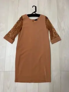 【美品】オレンジ フォーマル ワンピース 結婚式 パーティー ドレス ロング