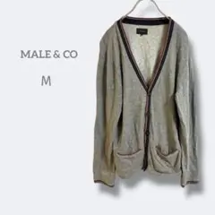 2961 MALE & CO【M】カーディガン　トリミング付き　高級　コットン