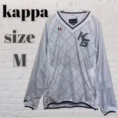 kappa【M】Vネック ナイロン スポーツウェア イタリア 刺繍 ホワイト