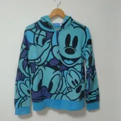 ディズニー　パーカー　ブルー　総柄