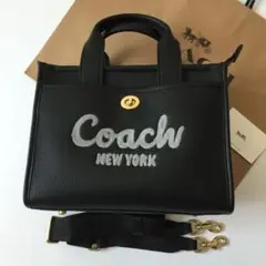 COACH コーチ　カーゴ トート26 レザー黒　めるるさん着用モデル