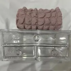 ニトリ小物入れ　クリア収納ケース　ワッフルクロス