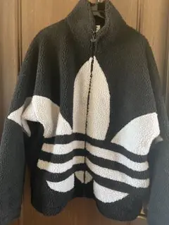 adidas フリースジャケット L 黒/白