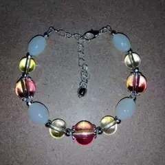 ハンドメイド　ブレスレット　黄色　ピンク系