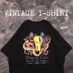 Tシャツ タコ　スキューバタンク　イラスト　リゾート　ブラック