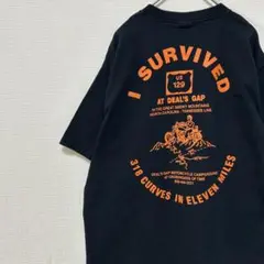 FRUIT OF THE LOOM レトロ バイク プリント Tシャツ 黒 古着