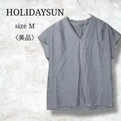 美品✨【HOLIDAYSUN】ストライプシャツ　スキッパーシャツ　トップス　 M