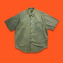 90s GAP オールドギャップ 紺タグ 半袖シャツ ペイズリー 総柄 グリーン