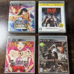 PS3ソフト4本セット:ONEPIECE,鉄拳6,キャサリン,ドラゴンズドグマ