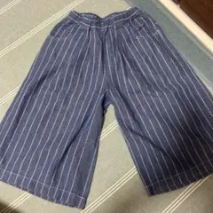 ストライプ柄ネイビー ガウチョパンツ 140cm