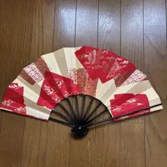 舞扇子 赤と金の模様 扇子ケース付き