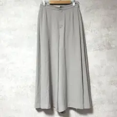 ミッシェルクラン　ワイドパンツ　灰色　サイドタック　M　ウエストゴム　春夏