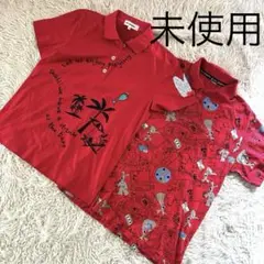 未使用　MU SPORTS 赤 キャラクター柄 ポロシャツ M L おまけ付き