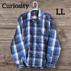 Curiosity チェックシャツ　青　LLサイズ