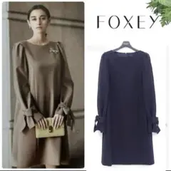 極美品★FOXEY/フォクシーブティック ドレス スリーブス ブラック38