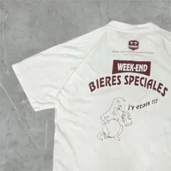 【良デザインユーモアプリント】CHIMAYビールTシャツB&C社製ユーロ古着L