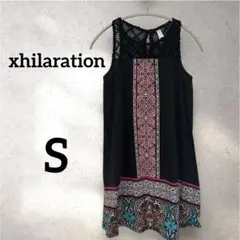 xhilaration ノースリーブチュニック 黒　S エスニック柄