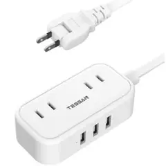 TESSAN コンセント 電源タップ usb付き延長コード1.5m 白 ホワイト