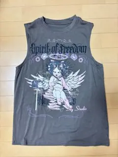 y2k ノースリーブ Tシャツ グレー