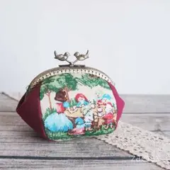 小鳥がま口ポーチ*Snow white