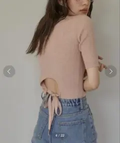 新品タグ付きACYMバックオープン半袖ニット