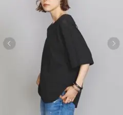 BEAUTY&YOUTH バックリボンドルマン5分袖カットソー