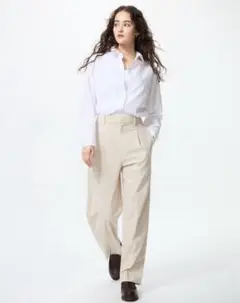 UNIQLO ユニクロ　タックワイドパンツ　ナチュラル　M
