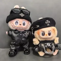 LABUBU ラブブ ぬいぐるみ服 黒 着せ替えコスチューム 3点セット