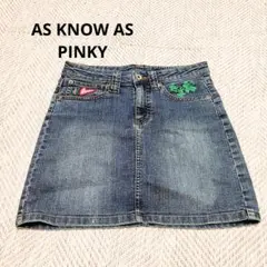アズノウアズピンキー　刺繍入り　ハート　四つ葉　デニム　ミニスカート　キュート