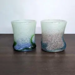稲嶺盛吉 作 泡グラス 二客セット