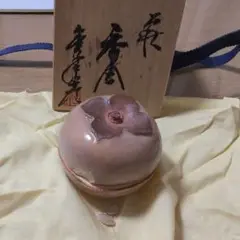 陶器製果実型香合 木箱付き　金継ぎ練習用
