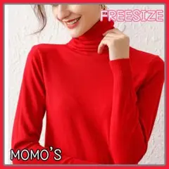ソフトタッチ☆レッド☆タートルネック☆セーター☆フリーサイズ　未使用