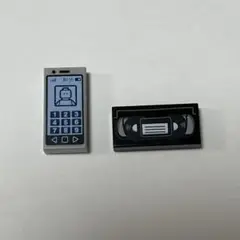 LEGO 1x2プリントタイル スマホ 携帯 ケータイ グレー ビデオテープ