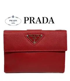 希少カラーPRADA サフィアーノレザー 二つ折り財布 ライムグリーン　M523 希少カラーPRADA サフィアーノレザー 二つ折り財布 ライム