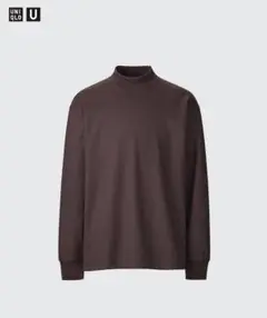 UNIQLO U ブラッシュドジャージーモックネックTシャツ ワイン L