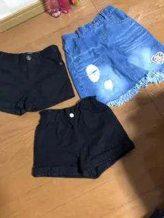 黒とデニムのショートパンツ3点セット