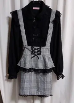 プリンセスメロディ　レース付き黒白チェックセットアップ