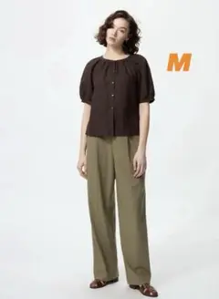 【完売品】ユニクロ タックワイドパンツ カーキ 丈長め Mサイズ