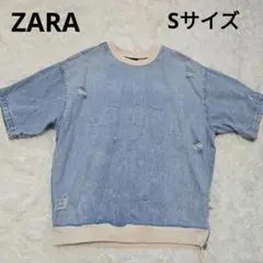 美品✨ZARA ザラ　デニム　ダメージ　Tシャツ