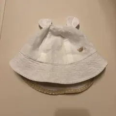 ホワイト耳付きベビー帽子