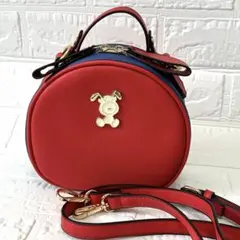 美品✨ PEANUTU スヌーピー 赤 青 円バッグ ショルダー 2way