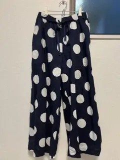ズボン ドット柄 ワイド コットン