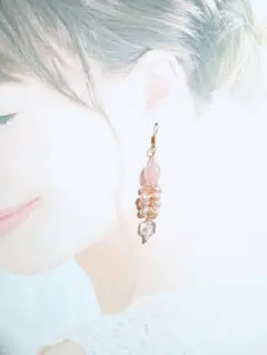鈴蘭/ジャラジャラ雫シリーズPierce/ earrings verピンク