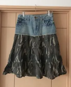 オシャレ！カモフラ✖️デニム切り替えスカート