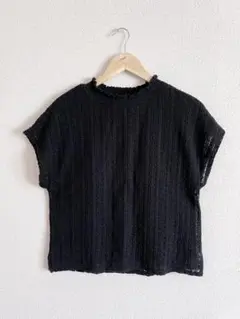 *studioCLIP*レース編み 黒 半袖Tシャツ